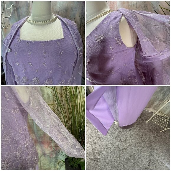 📌Sally Embroidered Lavender Formal - Mother Bride/ Groom Dress Matching Jacket - Picture 4 of 16